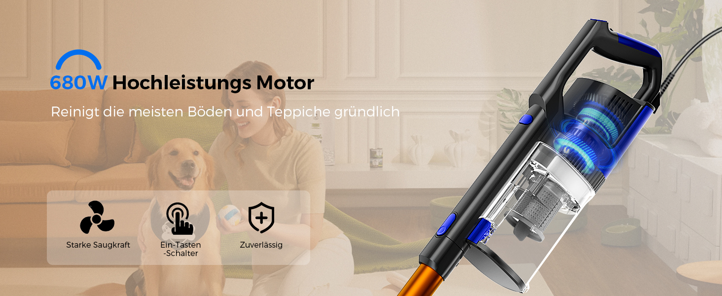 Потужний пилосос Con XL-606-60: 60KPa, 680W, 7м, 800мл, для твердих поверхонь, помаранчевий