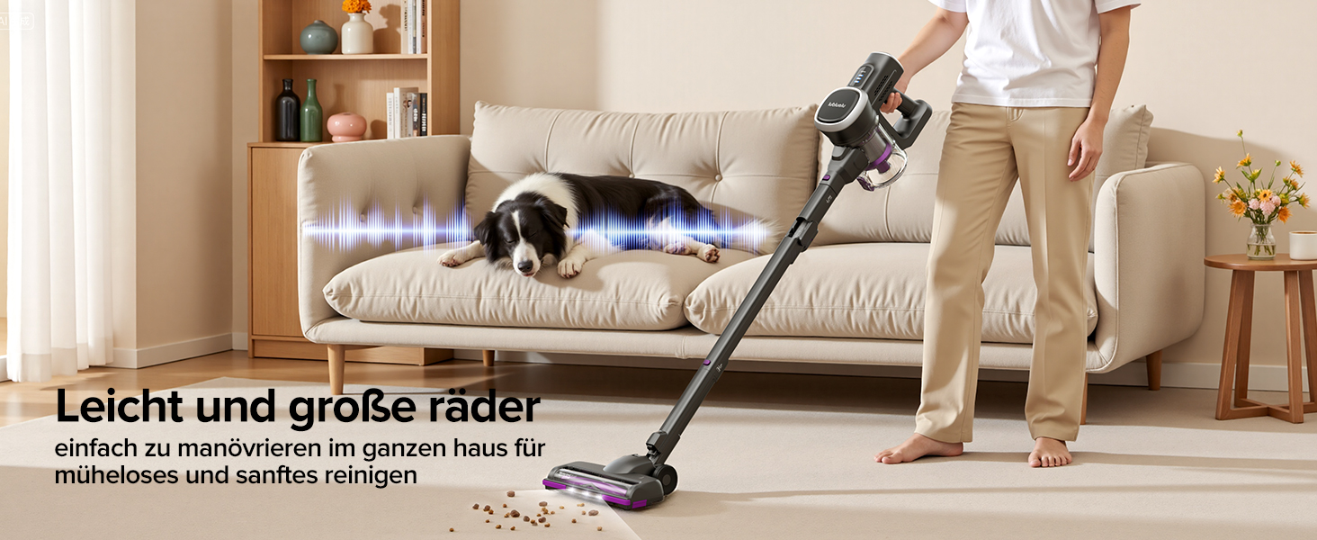 Акумуляторний пилосос Lubluelu бездротовий 25000 Па, вертикальний та ручний, для шерсті тварин, килимів та підлоги (сіро-фіолетовий)