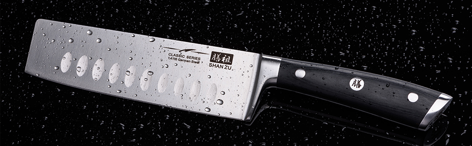Набір кухонних ножів SHAN ZU з бруском, 14 предметів. Професійний німецький набір кухонних ножів з точильним бруском. Комплект ножів для кухні (включає Nakiri ніж 16.5 см)