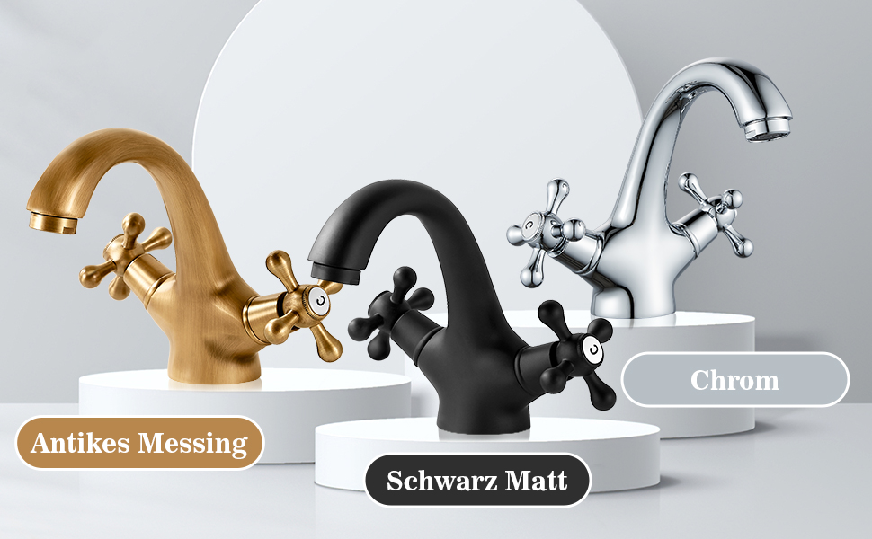 Змішувач для ванної кімнати з двома ручками, хром, з міді, ретро стиль, G3/8 | Змішувач для умивальника