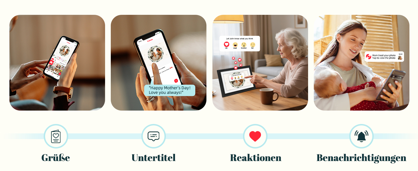 Frameo Цифровий фоторамка з Wi-Fi, 10.1 дюйма, горіх, 32GB, HD IPS сенсорний екран, відтворення фото/відео через додаток Frameo, подарунок для чоловіків та жінок