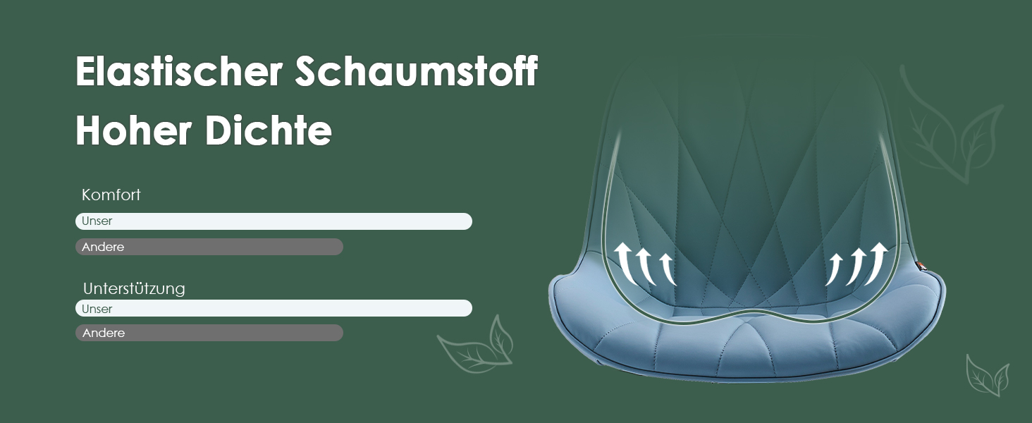 Офісне крісло YOUTASTE з принтом листя, ергономічне, регульоване по висоті з функцією гойдання, без підлокітників, шкіряне, для дому та офісу, блакитне