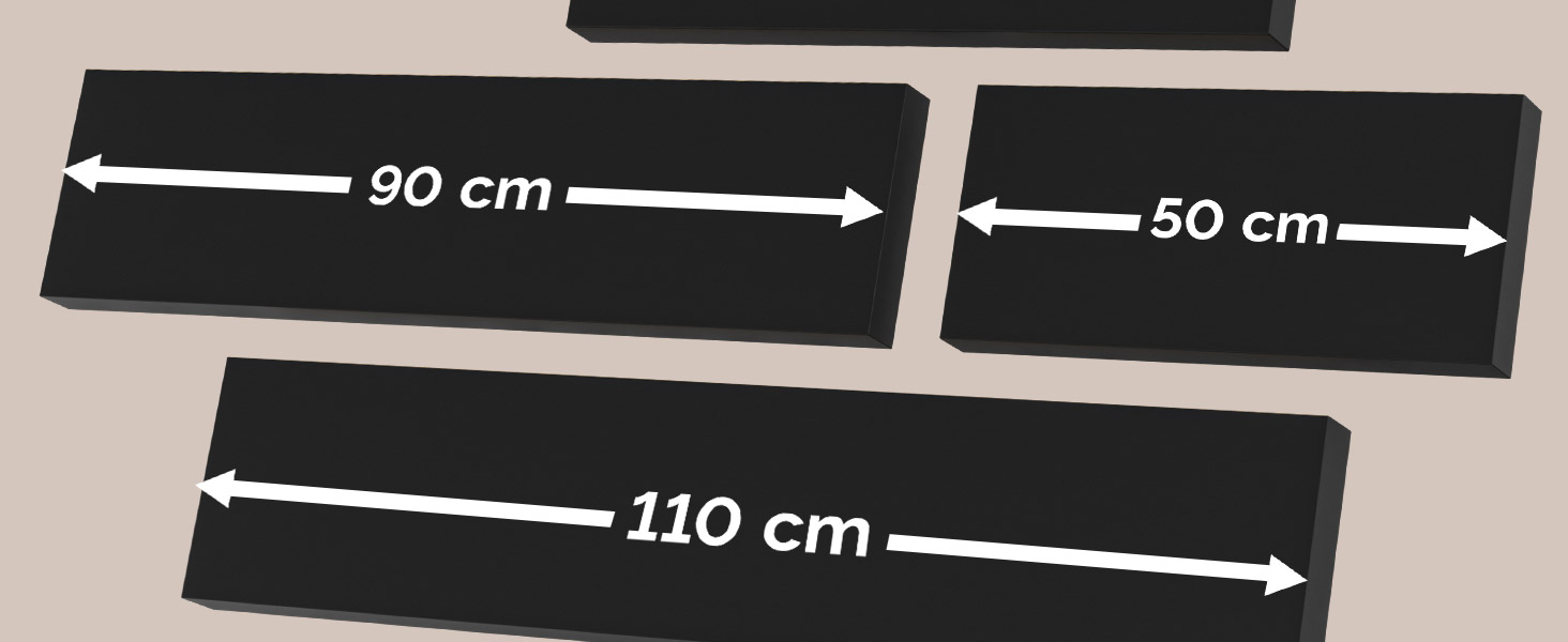 Полиця настінна Casaria Holz Schwarz 90 см для кухні, вітальні, коридору - чорна матова, витримує до 15 кг