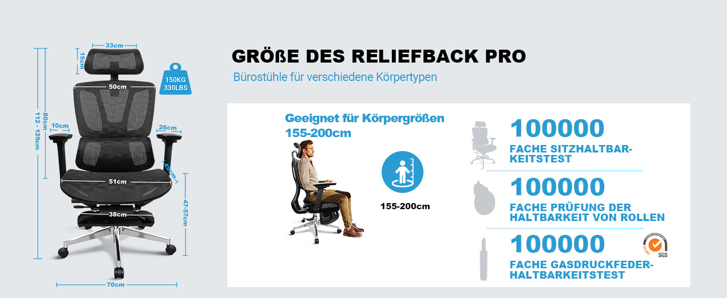 Ергономічне крісло для офісу, 4D підлокітники, регульована глибина сидіння, 4-ступеневий нахил, гумові колеса, сітчаста сидіння, висока спинка, для великих людей, Homeoffice & Gaming, ергономічне крісло для робочого столу (Чорний – з підставкою для ніг, сітчасте сидіння)