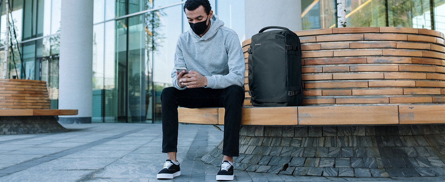 Дорожній рюкзак tomtoc 40L Reiserucksack для ручної поклажі, TSA-сумісний, чорний