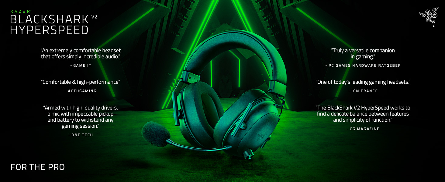 Razer BlackShark V2 HyperSpeed: Бездротові ігрові навушники для ПК (280г, мікрофон HyperClear, драйвер TriForce Titanium 50 мм, Bluetooth, чорний)