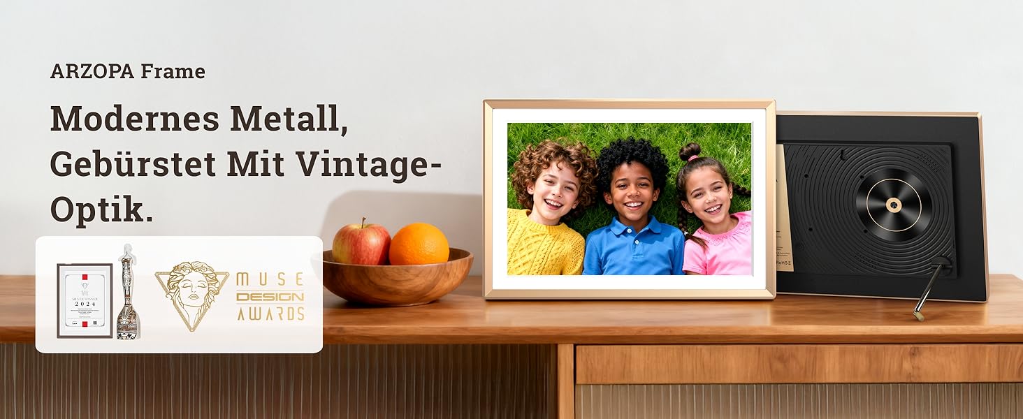 Цифровий фоторамка ARZOPA 14 дюймів: Металевий корпус, хмарне сховище, FHD 1920x1200, сенсорний екран, для подарунків