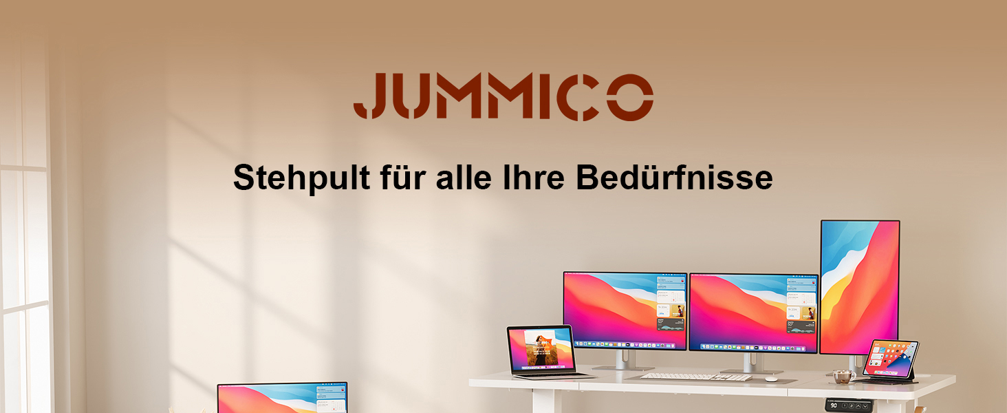 Електричний регульований стіл JUMMICO 100x60 см, білий - стоячий стіл з функцією пам'яті