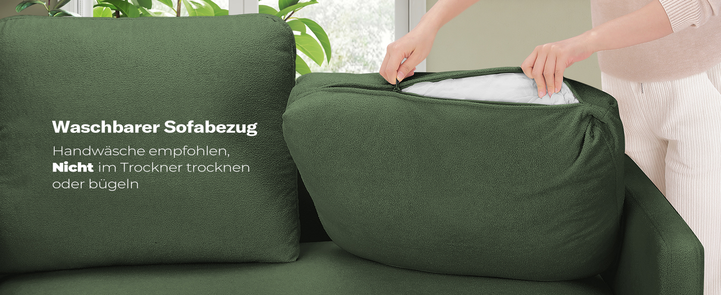 Диван 2-місний, компактний, 130 см, зелений. Зручний диван для підліткової кімнати, легко збирається без інструментів. Дивани з масиву дерева, компактні дивани для вітальні.