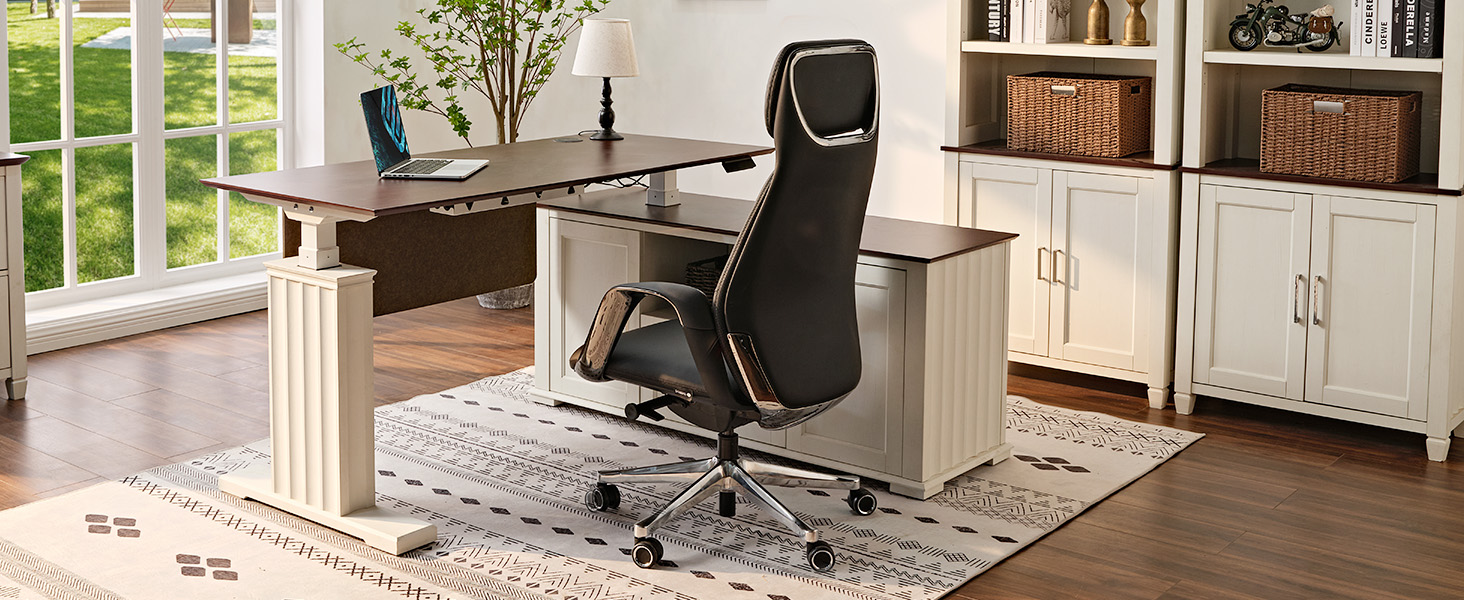 Крісло офісне EUREKA ERGONOMIC з шкіри, чорне: регульоване, ергономічне, для офісу та дому