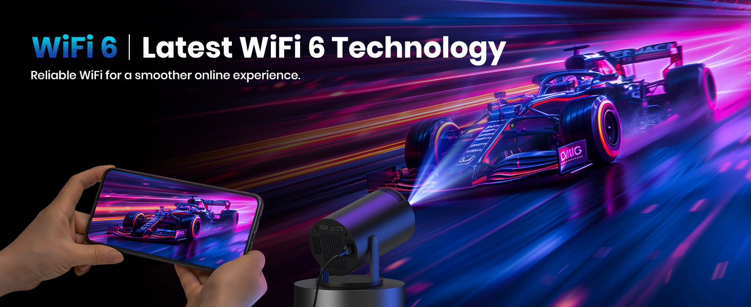 Портативний проєктор Mini Beamer: 1080P, 4K, Android, iOS, WiFi, Bluetooth, 180°