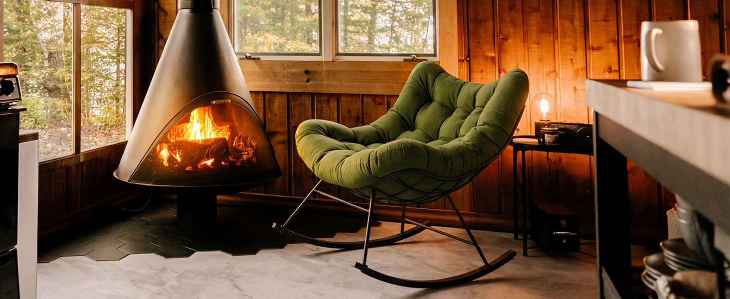 Крісло-гойдалка COSTWAY для саду, балкона та дому, зелене, з подушкою, вантажопідйомність 205 кг