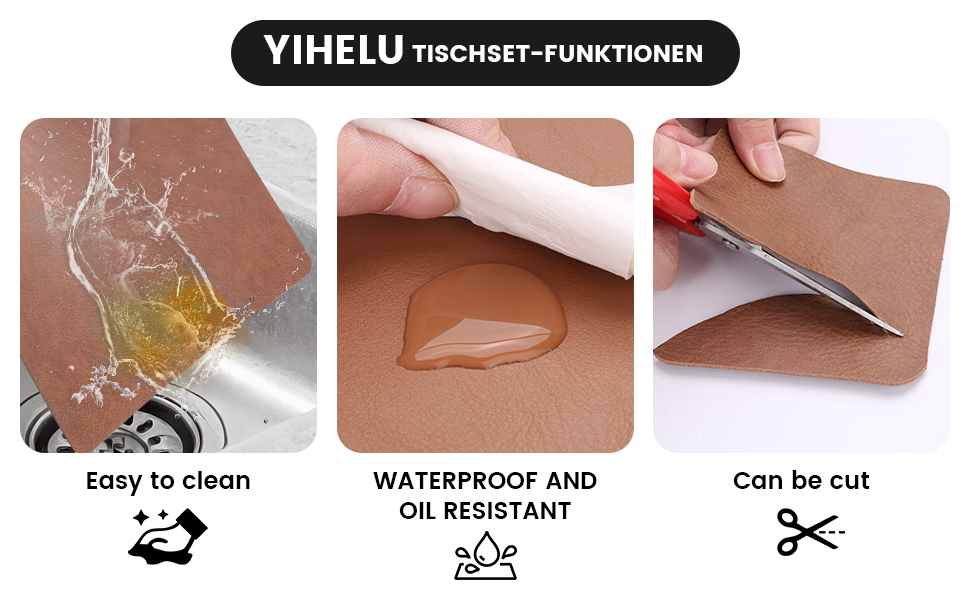 Набір підставок під гаряче YIHELU, 6 шт., штучна шкіра, зелений м'ятний/кремовий, миючіся, антиковзні