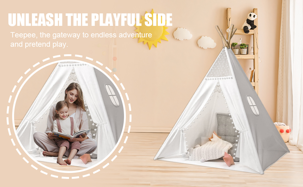 Дитячий намет-типі З вікном, ігровий намет-типі для дітей, намет-типі для дитячої кімнати, індіанський намет для гри в приміщенні та на вулиці