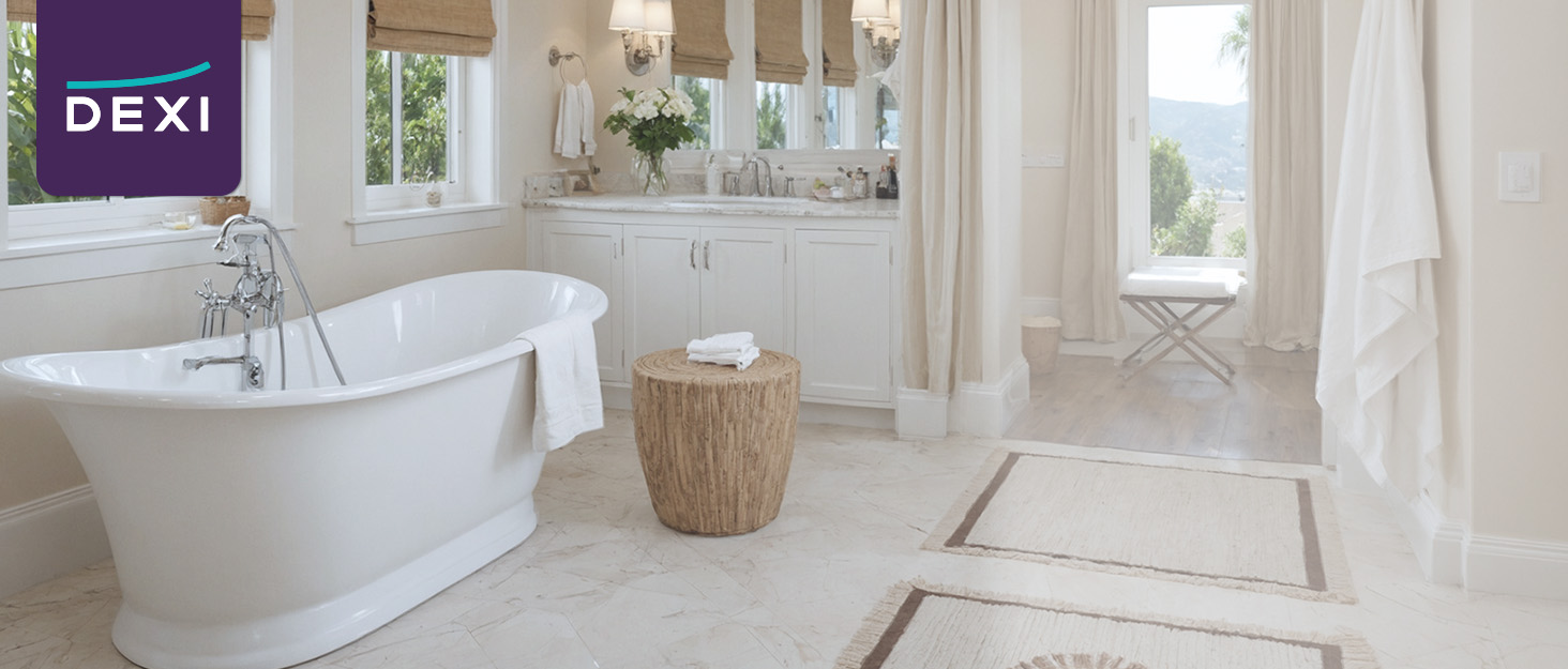 Килимок для ванної кімнати DEXI 60 x 110 см, антиковзаючий, з мікрофібри, білий