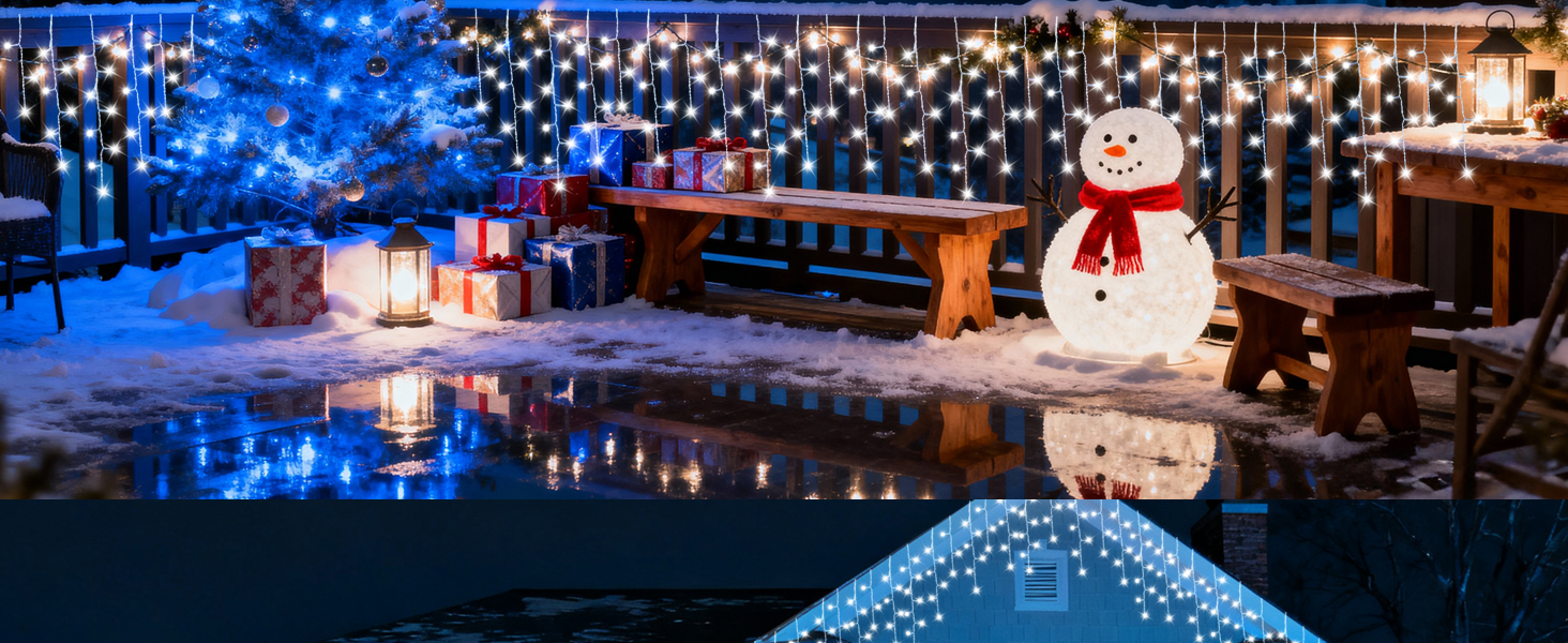 Світлодіодна гірлянда-завіса Eisregen 624 LED (5м), біле світло, водонепроникна IP44 з таймером та 8 режимами для вулиці та дому