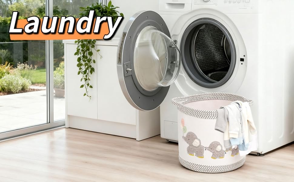 Набір кошиків для зберігання 3 шт. з плетіння, дитячі кошики для іграшок, білизни, складний органайзер для дитячої кімнати, для іграшок, одягу, м'яких іграшок, місткі та надійні кошики (Сірий слон)