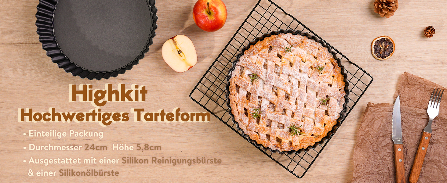 Форма для випічки тарталеток/кіша Tarteform 24 см з високим бортиком, антипригарна, кругла, з хвилястим краєм, сталь, темно-сіра