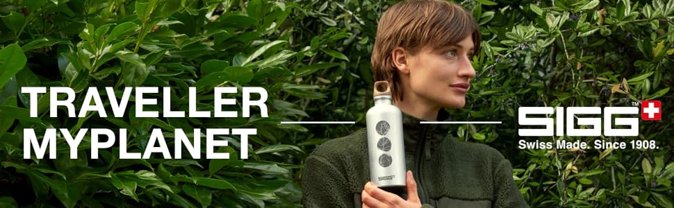 Алюмінієва пляшка для пиття SIGG Traveller MyPlanet-підходить для газованих напоїв-герметичний-Легкий - не містить бісфенолу А-сертифікований з нульовим викидом вуглецю-0,6 л / 1 л Repeat Plain 1 л