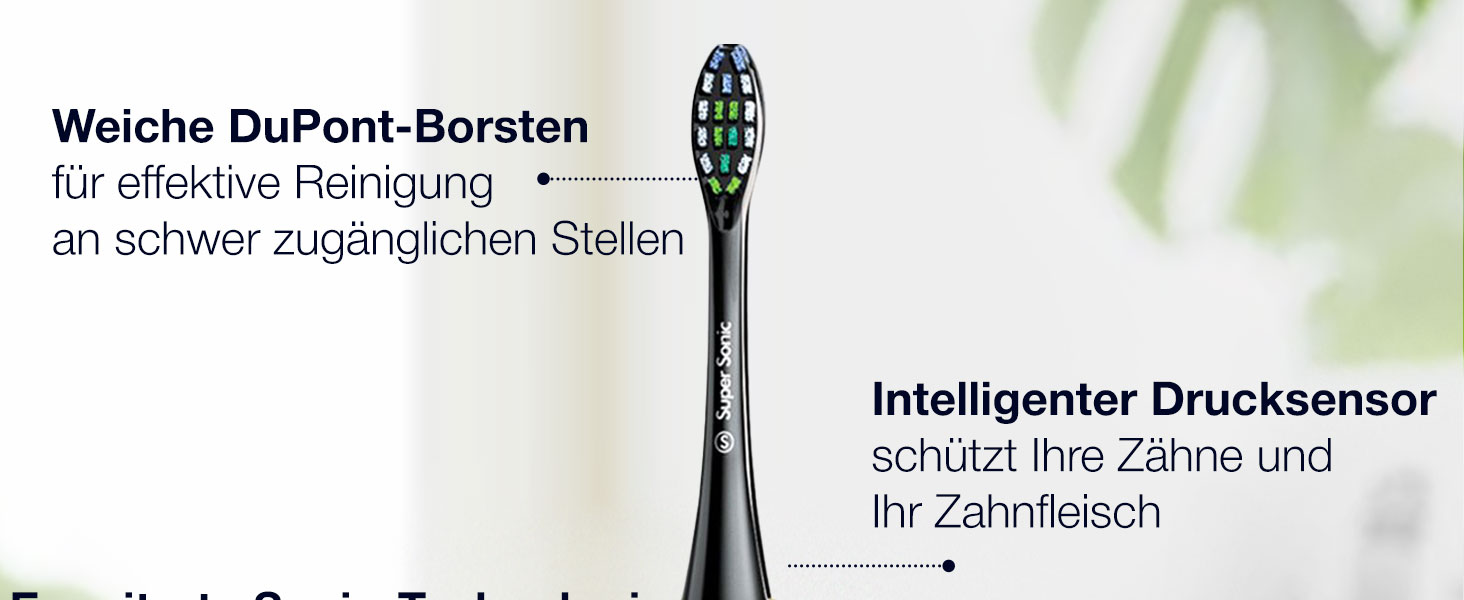 Електрична зубна щітка Wagner Stern WHITEN+ Edition з датчиком тиску. 5 режимів чищення, 3 рівні інтенсивності, 8 насадок, преміум-чохол. Зелена