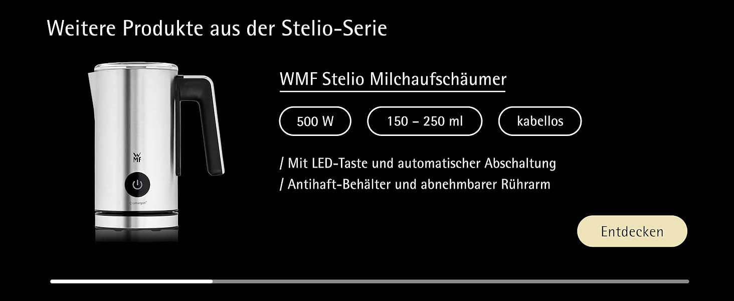 Електричний чайник WMF Stelio 1,7л з нержавіючої сталі, з фільтром від накипу, 2400 Вт, з підсвічуванням рівня води, захистом від перегріву, матове срібло