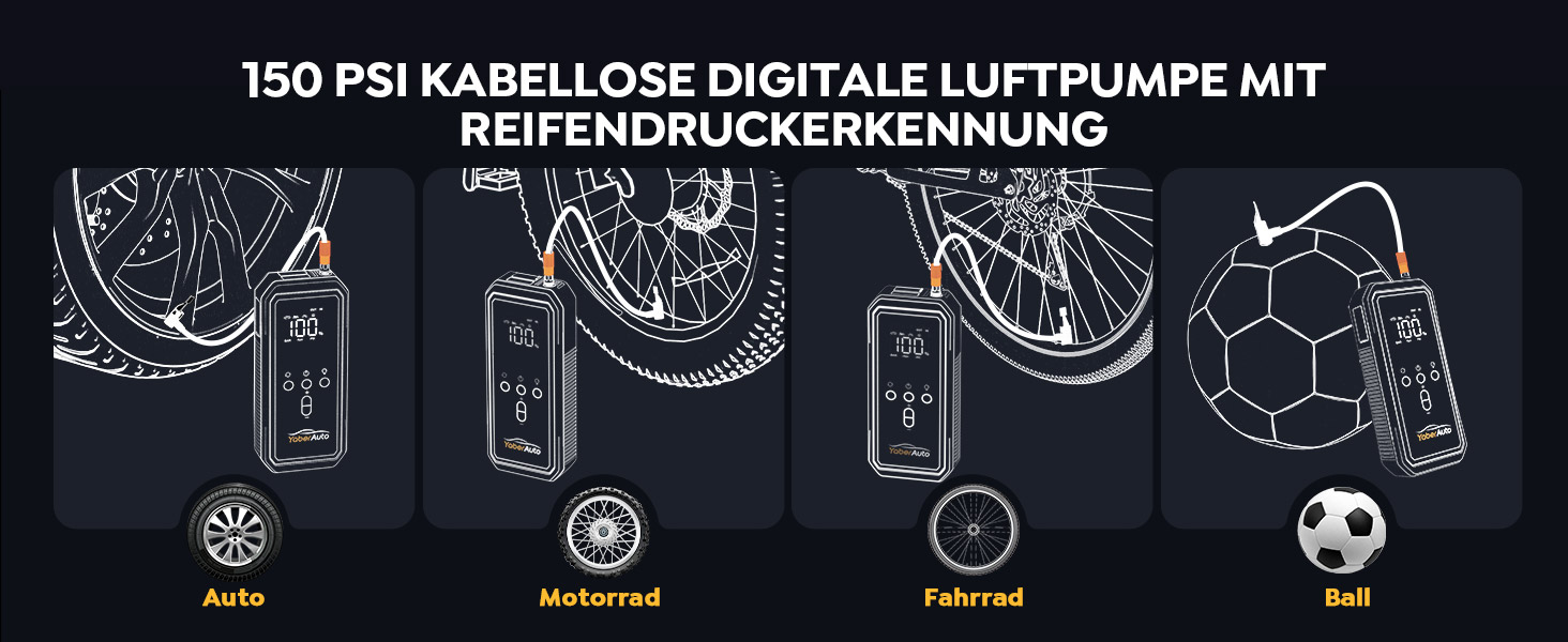 Портативний пусковий пристрій YaberAuto YA70 з компресором 150 PSI, Powerbank 21800mAh, ліхтарик 300 Lumen, LCD екран