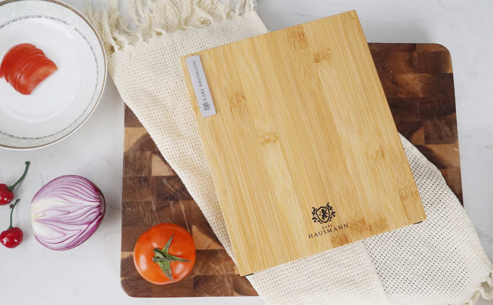 Підставка для ножів Karl Hausmann з бамбука без ножів з вставкою з щетиною - 23 x 20 x 9 см - універсальна дерев'яна підставка для ножів