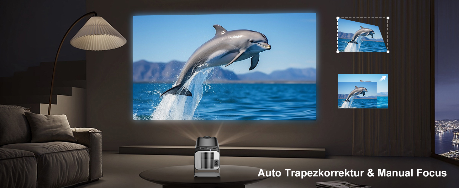 Beamer 4K HY260pro: Міні проєктор для дому та вулиці з WiFi 6, Bluetooth 5.4, Android TV, 180° обертання, 18000 люмен, 5W динамік