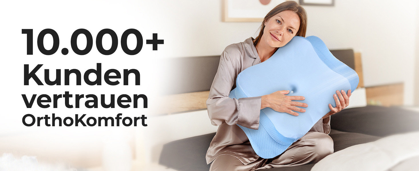 Подушка для шиї з Memory Foam, ергономічна, для всіх типів сну, з чохлом, сертифікат Oeko-TEX®, регулює температуру, (Блакитна, запасний чохол)