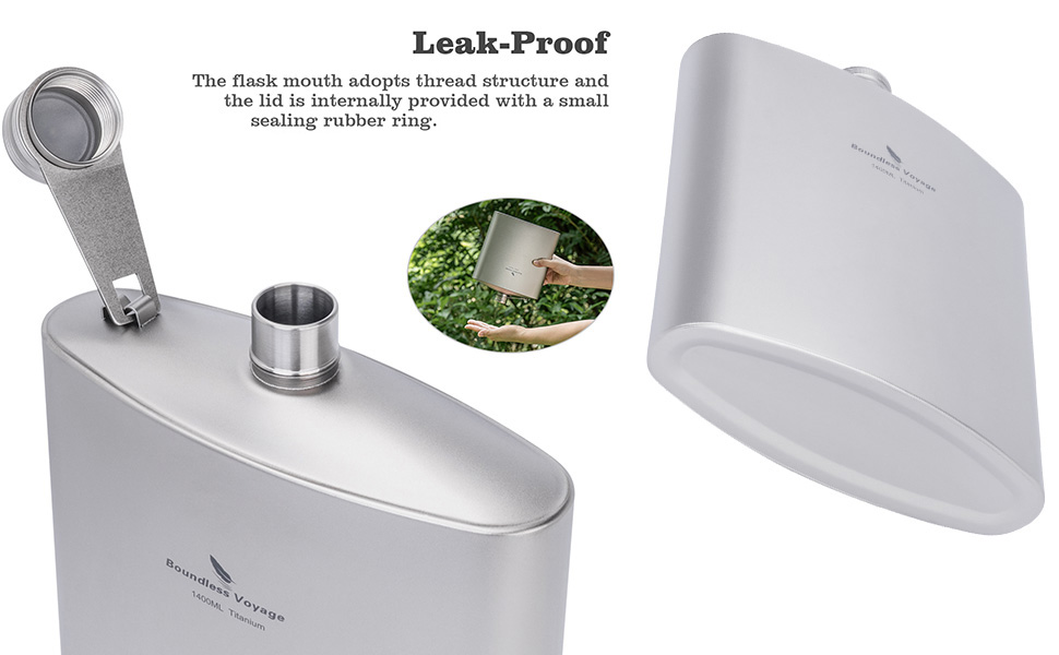 iBasingo Титанова фляга-термос 1.4л (49oz) для кемпінгу, туризму, Bushcraft. Легка, з міцним кришкою та воронкою.