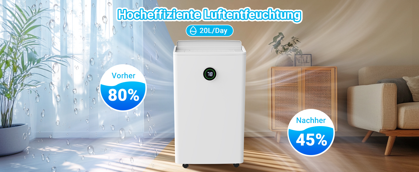 Зволожувач повітря Pasapair – автоматичний осушувач для дому до 120 м³ (20 м²) з таймером, 3 режими роботи, цифровий дисплей, шланг для відведення конденсату. Захист від вологи та плісняви.