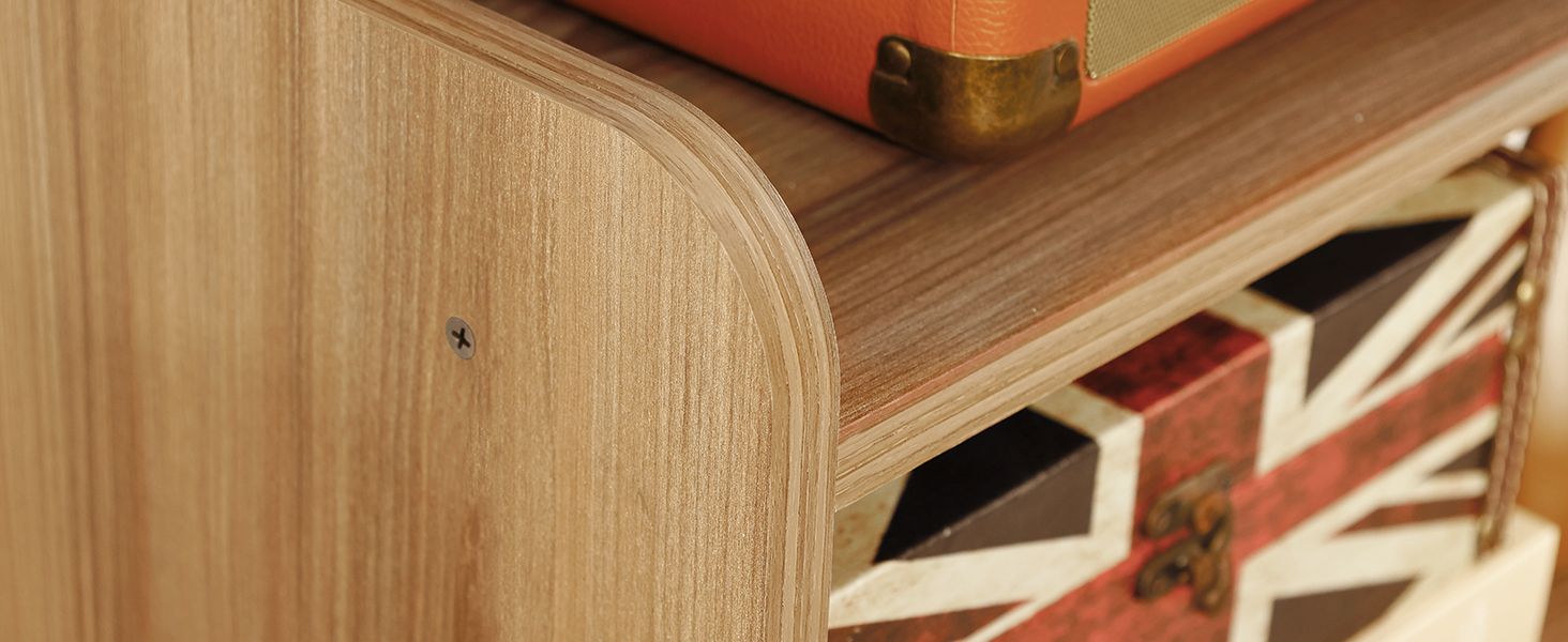 Стіл для програвача, стійка для програвача середини століття з місцем для зберігання до 350+ платівок, шафа для вінілових платівок з регульованими полицями, горіх