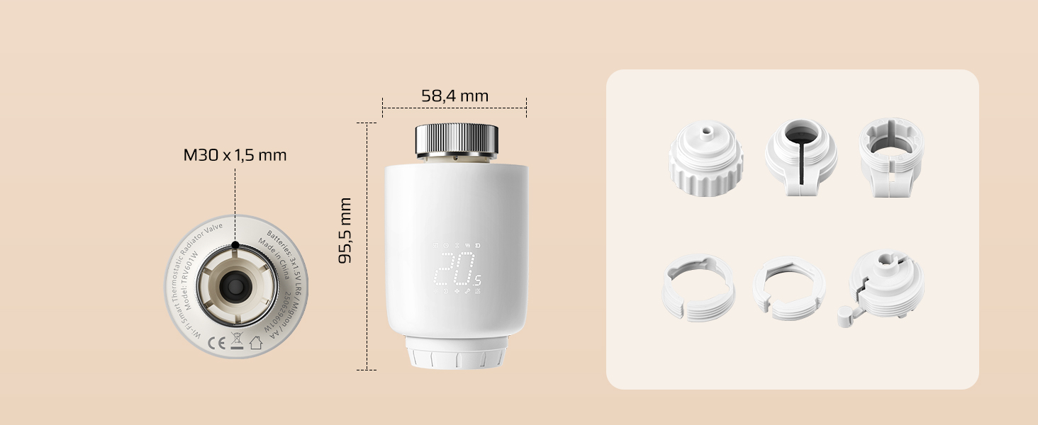 Розумний термостат для радіатора DEWENWILS WiFi, програмований, з керуванням через додаток, сумісний з Alexa та Google Assistant, енергозберігаючий, 1 шт.