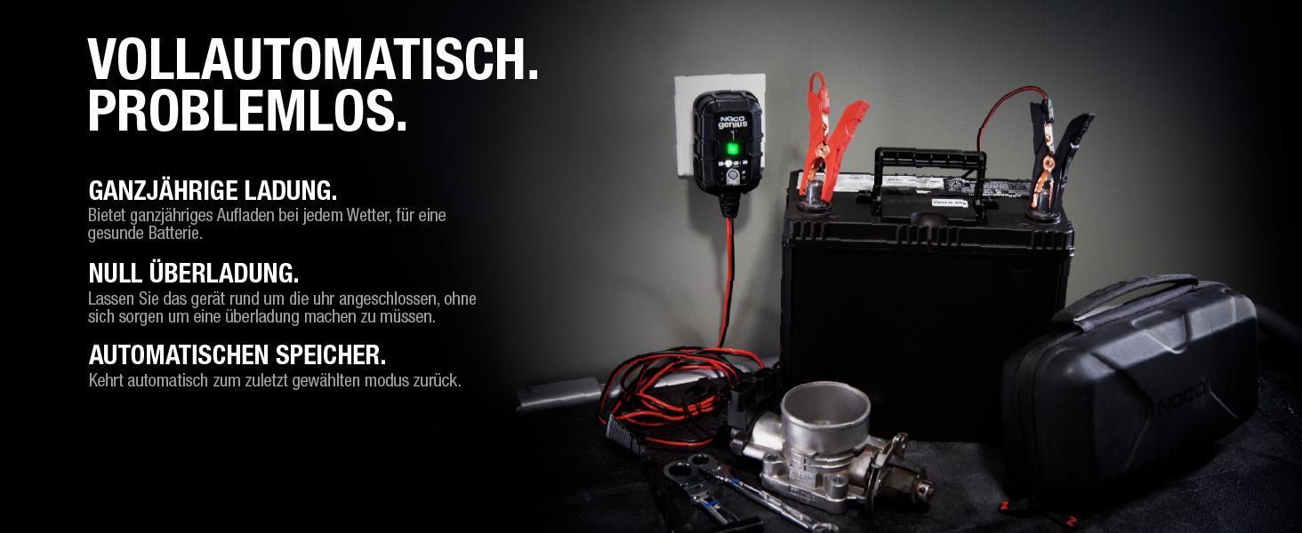 NOCO Genius1: Інтелектуальне зарядне пристрій для акумуляторів 1A 6V/12V - Автоматичний зарядний пристрій, десульфатор з захистом від перезаряду та температурною компенсацією – Для свинцево-кислотних та літієвих акумуляторів