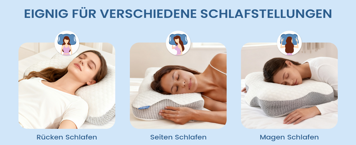 Подушка для шиї з Memory Foam, анатомічна для сну на боку та спині, біла. Ортопедична подушка для підтримки шийного відділу хребта.