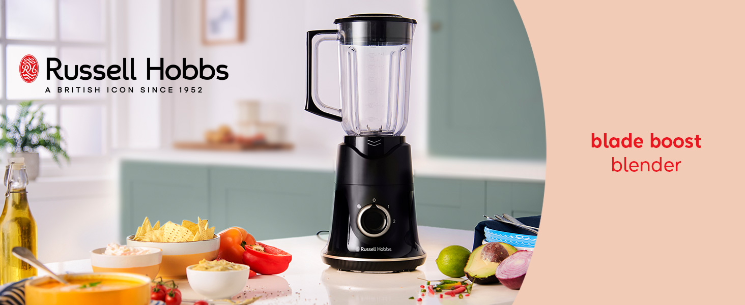 Стаціонарний блендер Russell Hobbs Smoothie Maker 27121-56, скляна чаша 1.5л, 850 Вт, 2 швидкості та імпульсний режим, Matte Charcoal