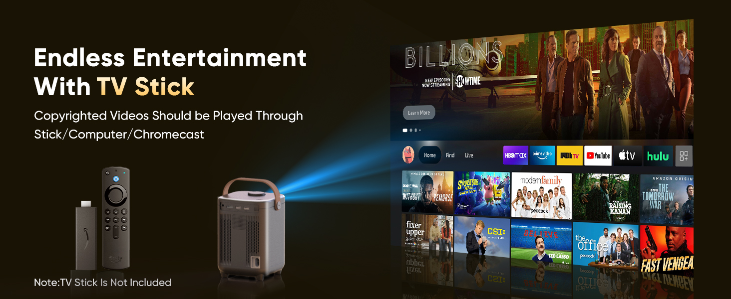 Міні проєктор Beamer Bluetooth Full HD 1080P для кіно та ігор, портативний, сумісний з iOS, Android, Windows, TV Stick, HDMI, Smartphone, ігровими консолями, USB, з пультом ДУ