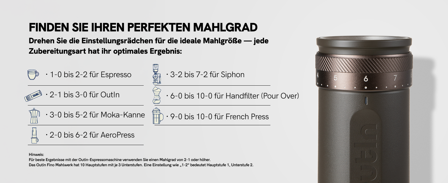 Портативна електрична кавомолка OutIn Fino з конічним жорнами - 28 ступенів помелу, конус з нержавіючої сталі, керування однією кнопкою, швидка зарядка, для подорожей та дому, Tundra Brown