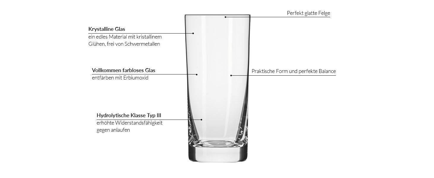 Склянки для напоїв Krosno Longdrink 350 мл, набір 6 шт. Blended – для води, коктейлів, ресторанів, посудомийна машина