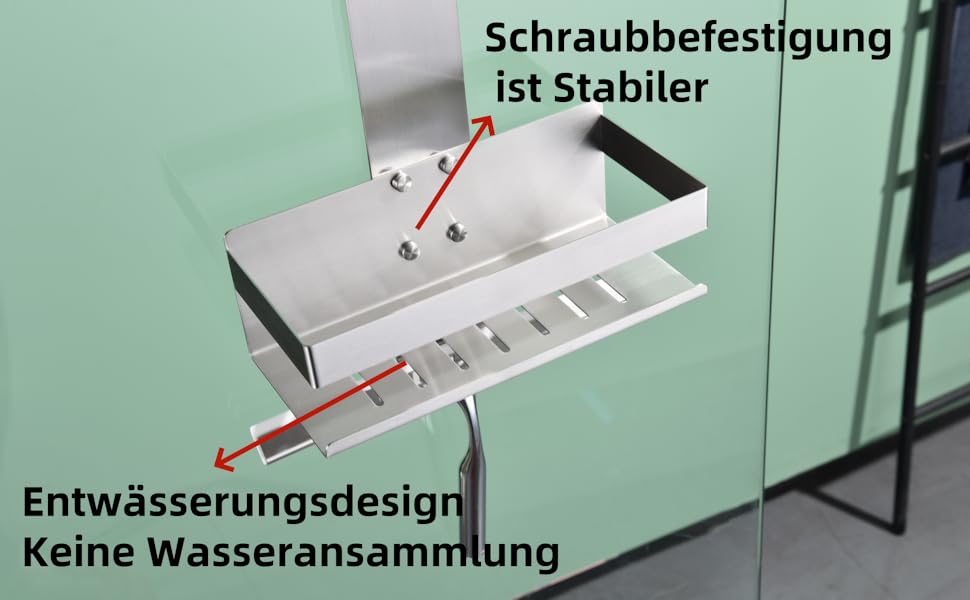 Поличка для душу на гачок, 2 яруси, SUS304 нержавіюча сталь, з гачками для скляних душових кабін, K07-23MB-2GL