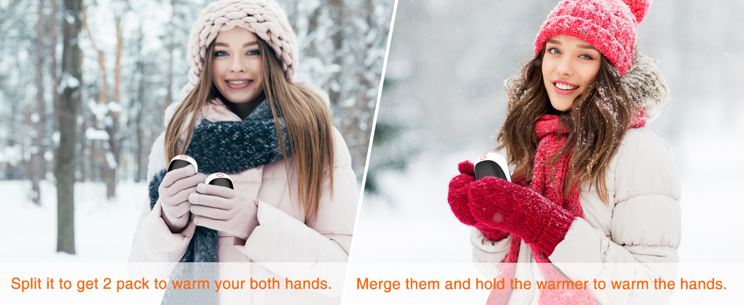 Jonwall Електричний нагрівач рук 2 шт. 5000mAh, перезарядна батарея, магнітний, портативний, USB Powerbank, подарунок для жінок та чоловіків, чорний