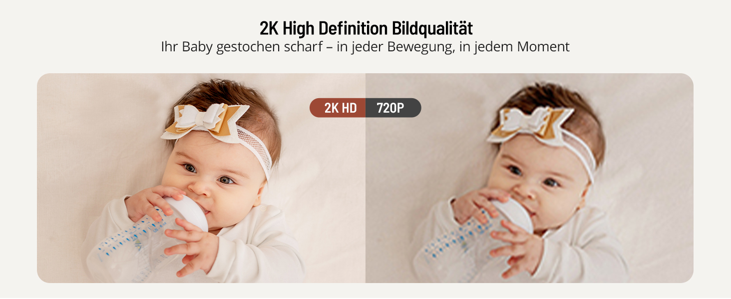 Відеоняня PARIS RHÔNE з 2 камерами, WiFi, 2K UHD, нічник, датчик руху/плачу, контроль температури та вологості, колискові