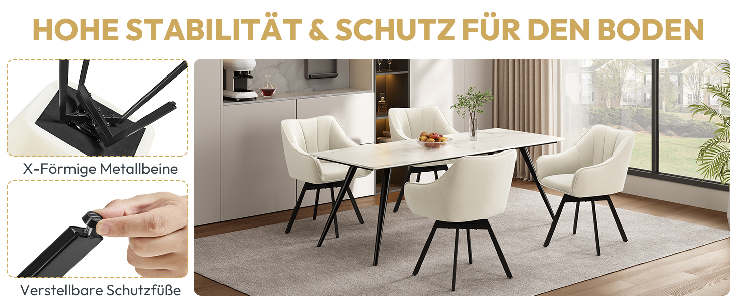 Набір з 2-х обертових кухонних стільців Yaheetech з підлокітниками та металевими ніжками, бежевий