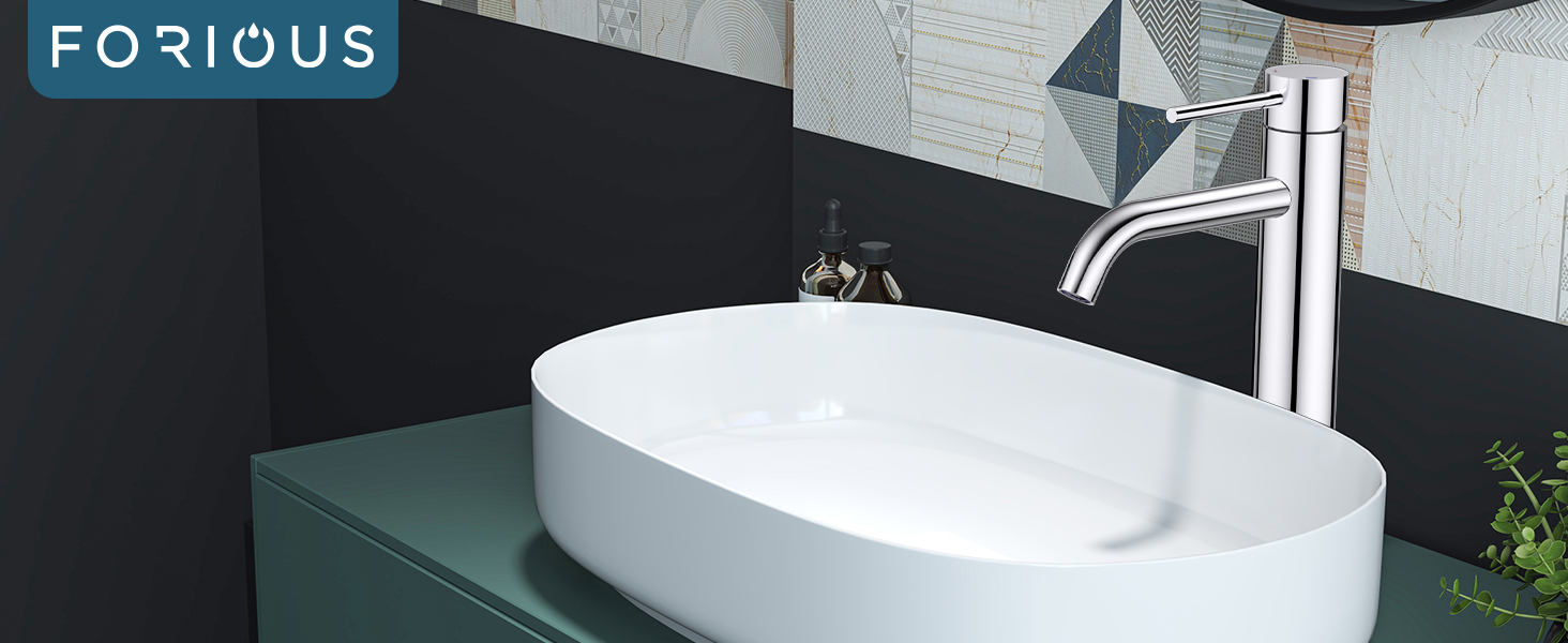 Змішувач для ванної кімнати FORIOUS з набором для зливу, чорний, висота виливу 190 мм, однорідний змішувач для умивальника