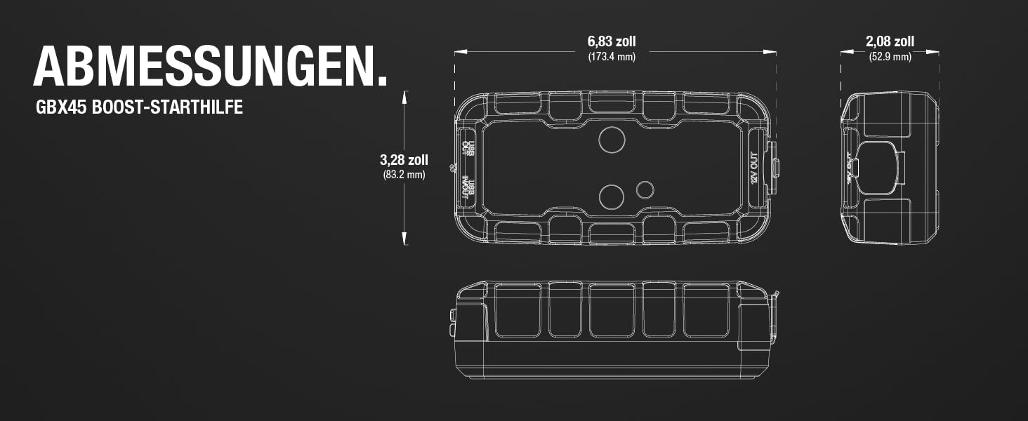 NOCO Boost X GBX45: Портативний пусковий пристрій Powerbank – 1250A, для бензинових двигунів до 6.5L та дизельних до 4.0L