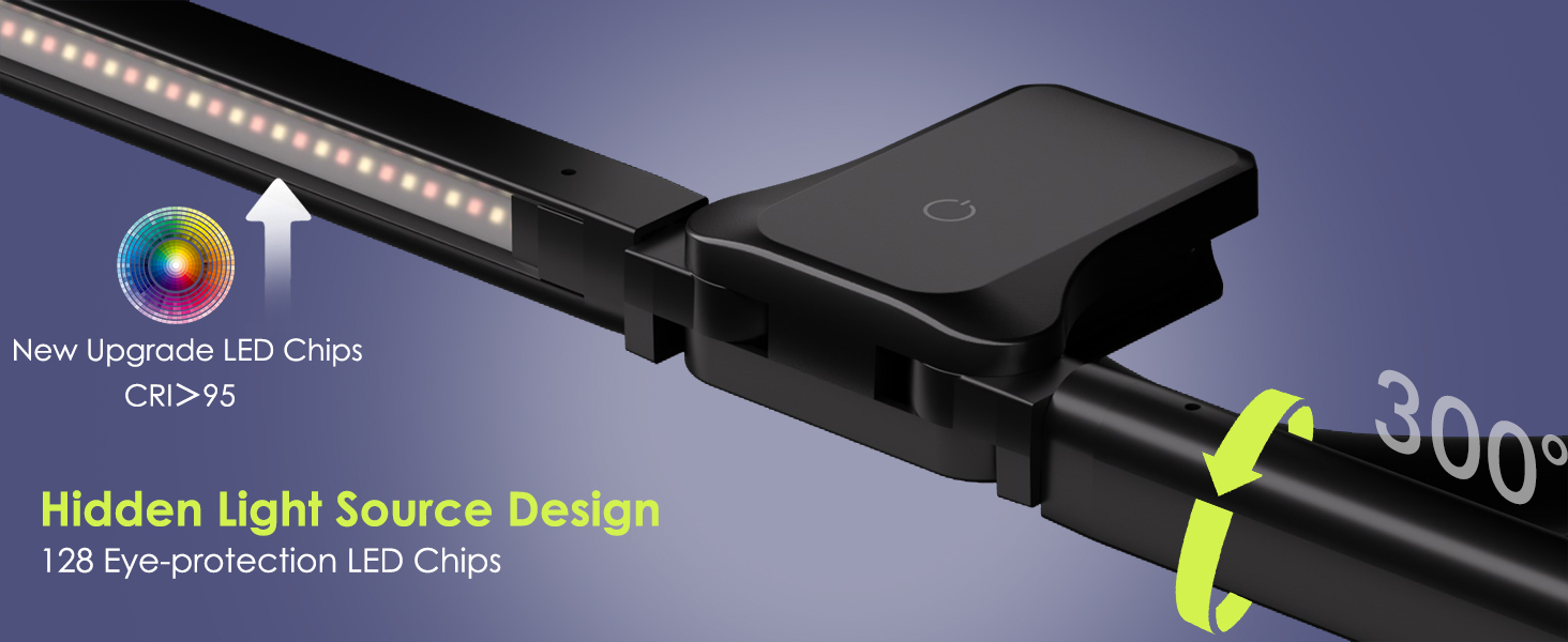 Настільна лампа для дітей з двома головками, захист для очей, 16W, 72см, денне світло, з пультом, регулювання яскравості, з шийкою 