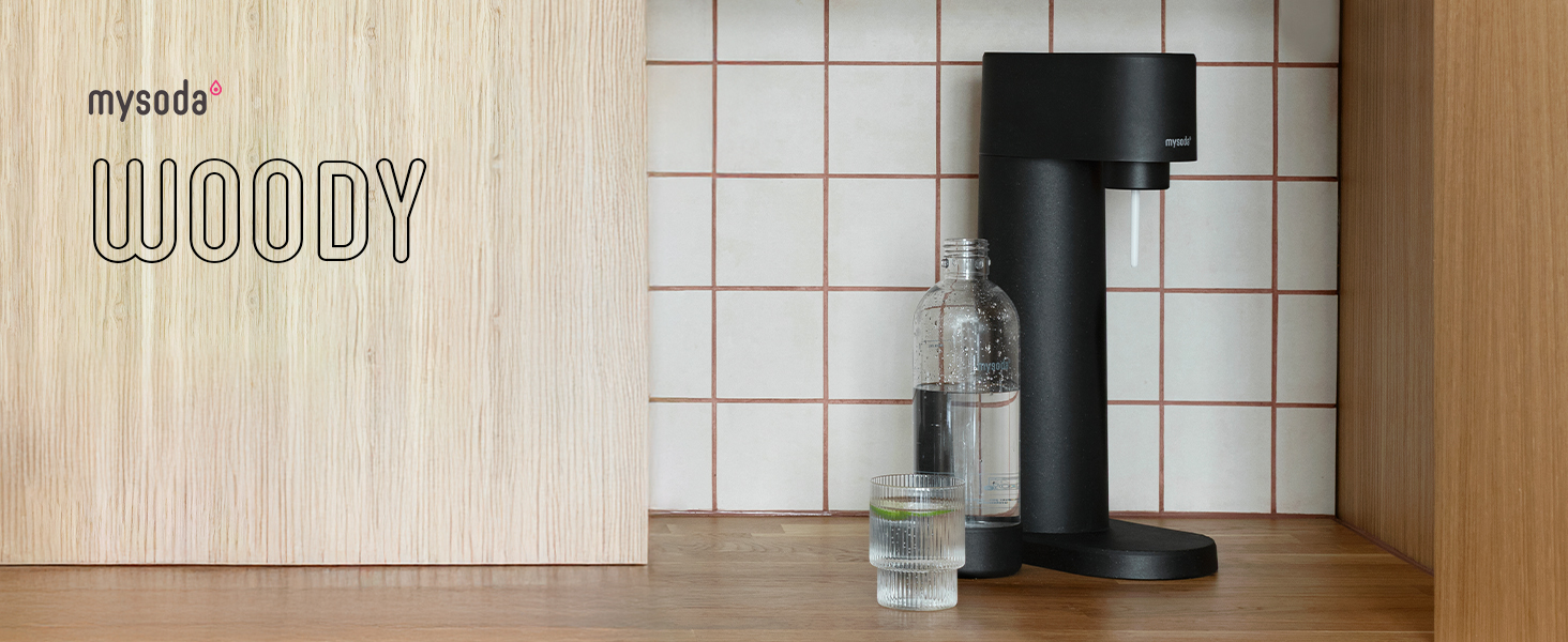 Сифон для газування води Mysoda Woody Wassersprudler (Pigeon), чорний, з CO2-циліндром