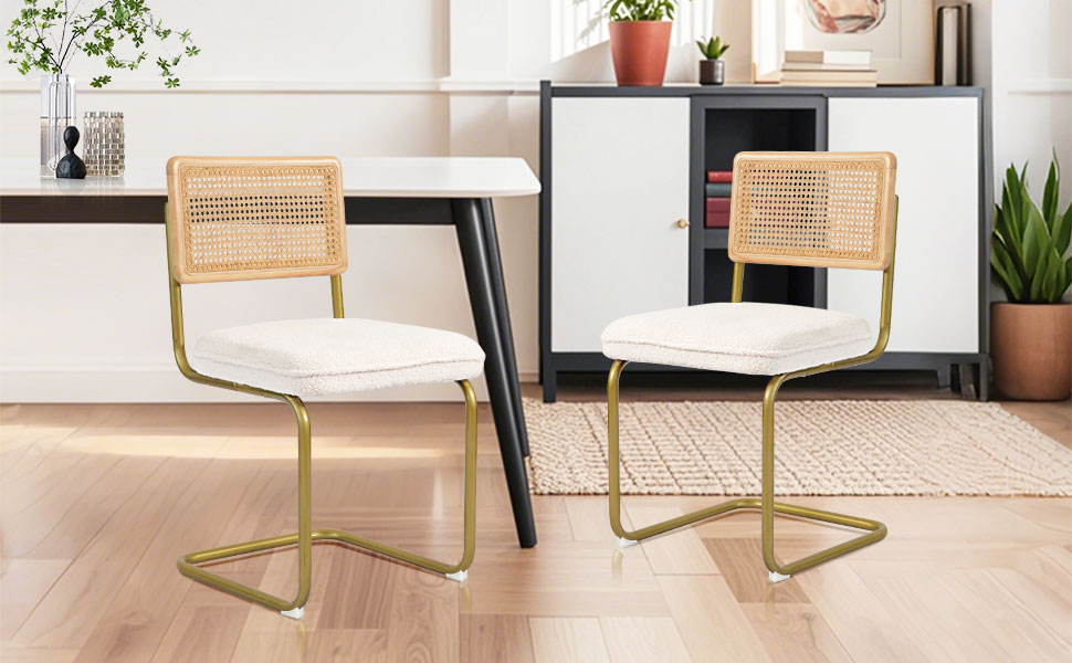 Набір з 2-х м'яких крісел CangLong для вітальні, кухні та їдальні, з масивними дерев'яними ніжками (кремовий)