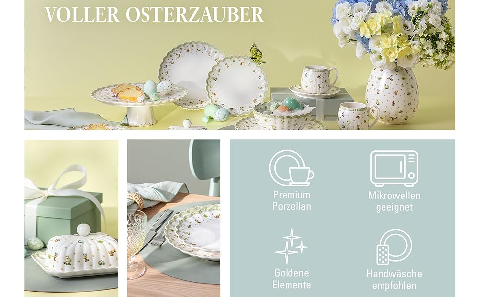 Ваза Villeroy & Boch Easter Delight Зелена, керамічна ваза для квітів, декор на Великдень, порцелянова ваза преміум-класу