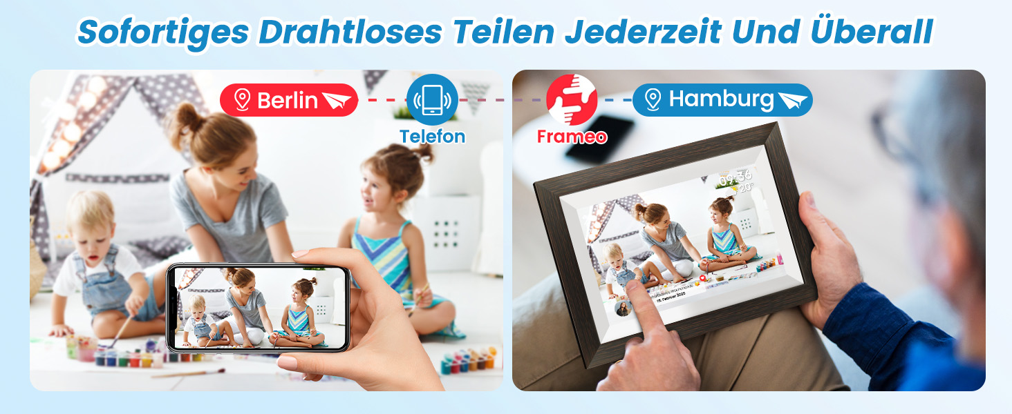 Цифровий фоторамка Mejasg 10.1 дюйма з Wi-Fi, 32GB, IPS сенсорний екран, автоповорот, для фото та відео, з дерева